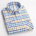 Men's Plaid Shirt | Pure Cotton Oxford Casual Long Sleeve Button-Down - Korean Fashion Trends