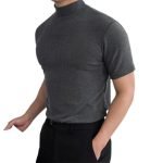 Men's Summer Fitness Short Sleeve Tee | Half High Collar Solid Basic T-Shirt - Image 7