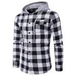 Men's Autumn Casual Plaid Shirts | Long Sleeve & Short Sleeve Hooded Blouses in Blue