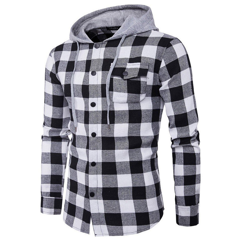 Men's Autumn Casual Plaid Shirts.jpg_960x960.jpg Men's Autumn Casual Plaid Shirts | Long Sleeve & Short Sleeve Hooded Blouses in Blue - Image 1