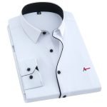 Men's Plus Size Slim Fit Long Sleeve Black Striped Business Shirts - Spring & Autumn Collection - Image 5