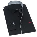 Men's Plus Size Slim Fit Long Sleeve Black Striped Business Shirts - Spring & Autumn Collection - Image 11