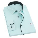 Men's Plus Size Slim Fit Long Sleeve Black Striped Business Shirts - Spring & Autumn Collection - Image 8