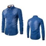 Men's Long Sleeve Casual Denim Shirt | Slim Fit Cotton Blouse for Autumn | Big & Tall Options Available - Image 2