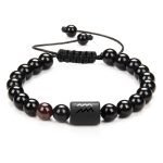 12 Constellation Couple Bracelet – Black Stone Braided Reiki Beads for Men and Women - Image 2