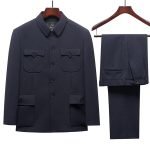 Men's Dark Grey Tunic Suit Set | Chinese Mao Suit Coat with Pants - Zhongshan Blazer and Trouser Twinset - Image 2