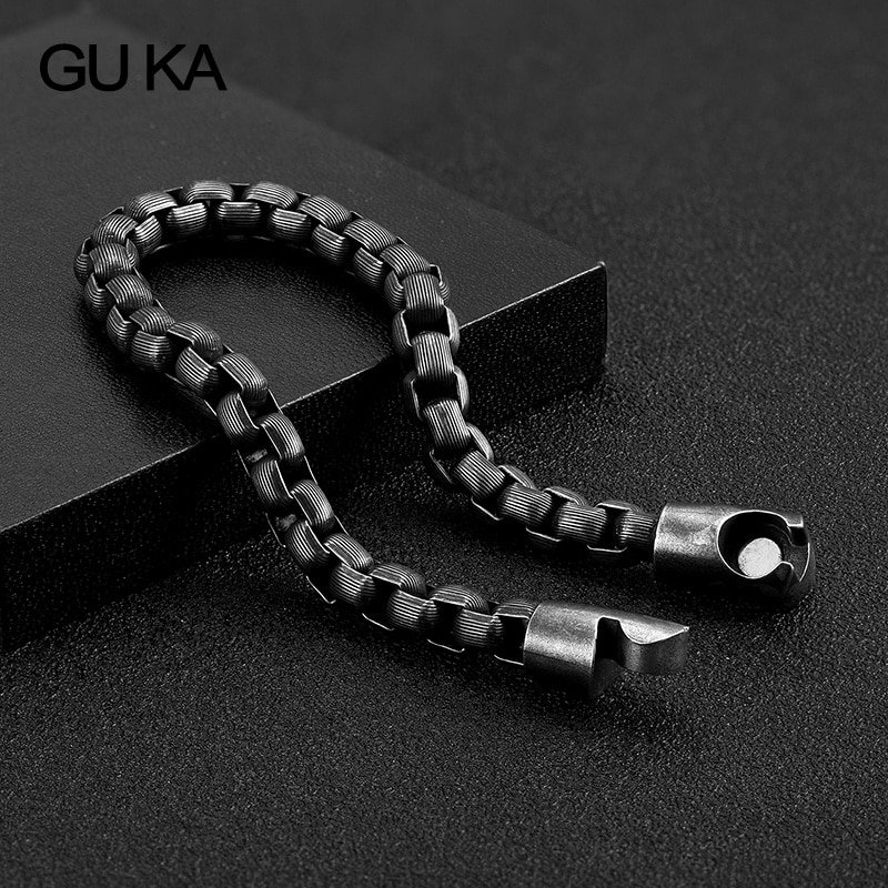 H15ba5880c713436b812eef45fcc026caU-1.jpg Vintage Stainless Steel Men's Bracelet – Retro Punk Motorcycle Hand Chain Jewelry - Image 1