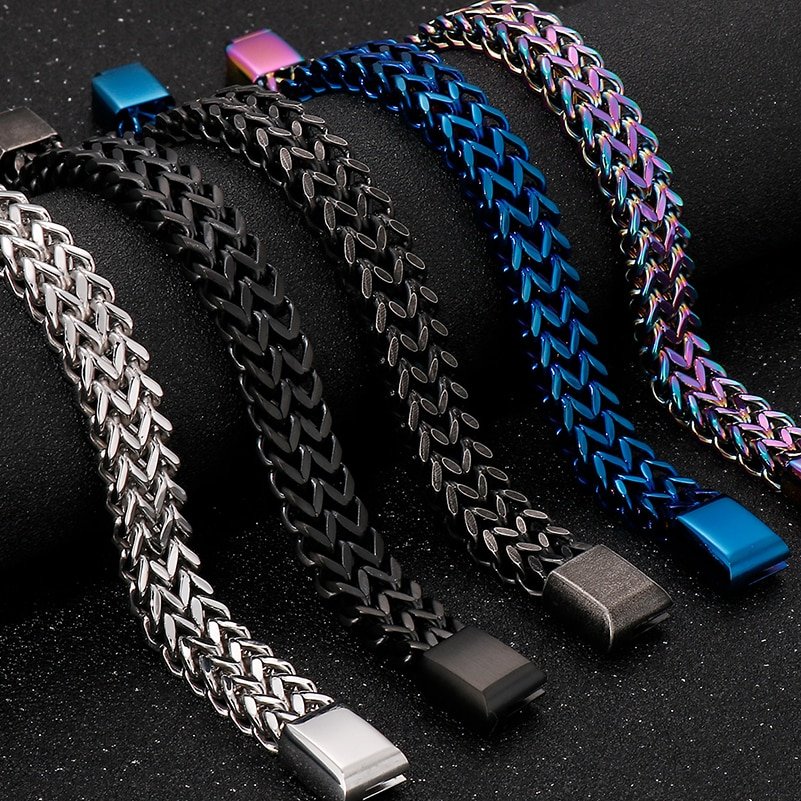 H2585f0e58b60463890536945220063fe2.jpg Solid Stainless Steel Men's Bracelet – Engravable Wrist Chain with Custom Logo, Name & Date - Image 1
