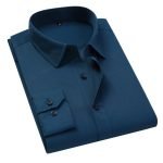 Men's Business Casual Dress Shirt – Regular Fit Cotton Long Sleeve in White, Black, Light Blue - Image 2