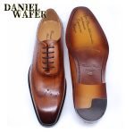 Men's Oxford Brogue Shoes | Genuine Leather Wing Tip Lace-Up Formal Shoes in Black & Brown - Image 6