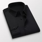 Men's Business Casual Dress Shirt – Regular Fit Cotton Long Sleeve in White, Black, Light Blue - Image 3