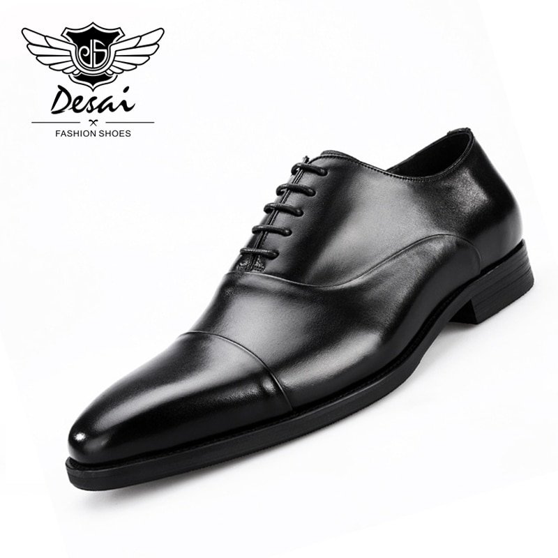HTB1URqLtCBYBeNjy0Feq6znmFXa1.jpg Men's Handmade Square Toe British Shoes | Genuine Leather Formal Dress Shoes - Image 1