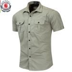 Fredd Marshall Men's Military Shirt – Short Sleeve 100% Cotton Cargo Work Shirt