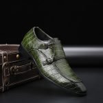 Stylish Men's Business Dress Shoes | Crocodile Grain Leather Buckle Flats - Image 9