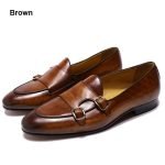Hand-Painted Genuine Leather Monk Strap Loafers | Men's Dress Shoes for Weddings & Parties - Image 2