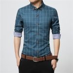 ERIDANUS Men's Plaid Cotton Dress Shirt – High-Quality Slim Fit Long Sleeve Business Casual Shirt - Image 2