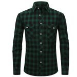 Men's Plaid Flannel Shirt – Long Sleeve Fashion with Double-Pocket England Style - Image 4