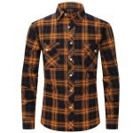 Men's Plaid Flannel Shirt – Long Sleeve Fashion with Double-Pocket England Style - Image 12