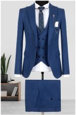 Deep Sea Fabric Patterned 3-Piece Men's Suit | Single Button & Double Slit Design