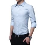 BROWON Men's Long Sleeve Fashion Blouse – Solid Color Business Turn-Neck Plus Size Shirt - Image 5