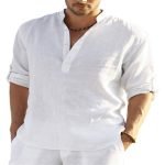 Men's Casual Cotton Linen Blouse – Loose Long Sleeve Tops for Spring and Autumn