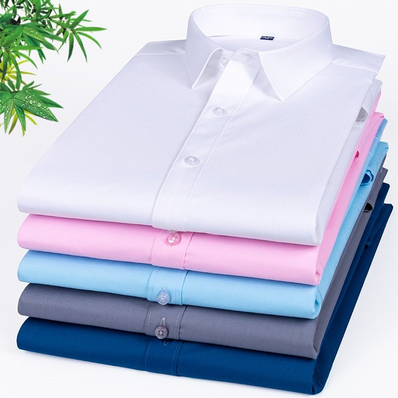 Sac10dc67cdab4925a6658a53ccb36883D.jpg Men's Non-Ironing Bamboo Fiber Shirts – Soft Cozy Slim Fit Long & Short Sleeve Options - Image 1