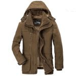 Men's Solid Color Parka | Hooded Thick Fleece Military Coat with Fur Collar - Image 8
