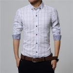 ERIDANUS Men's Plaid Cotton Dress Shirt – High-Quality Slim Fit Long Sleeve Business Casual Shirt - Image 8