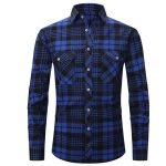 Men's Plaid Flannel Shirt – Long Sleeve Fashion with Double-Pocket England Style - Image 5