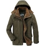 Men's Solid Color Parka | Hooded Thick Fleece Military Coat with Fur Collar - Image 3