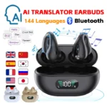 Smart AI Language Translation Earbuds - Bluetooth-Compatible, 144 Languages, Real-Time Two-Way Translation, Bone Conduction Technology