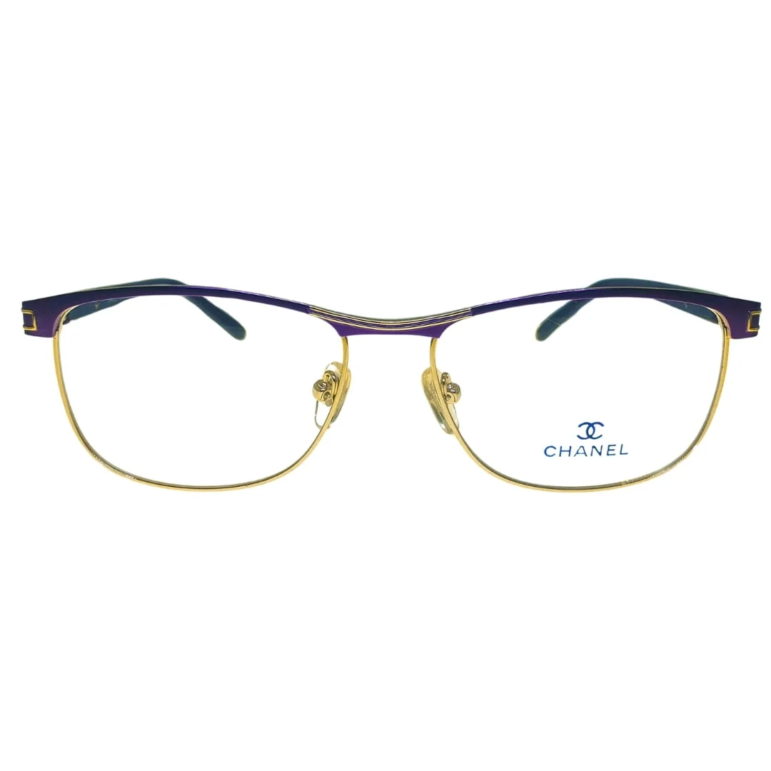 Chanel 1383 Glasses Chanel 1383 Glasses for Women - Purple & Gold Browline - Image 1