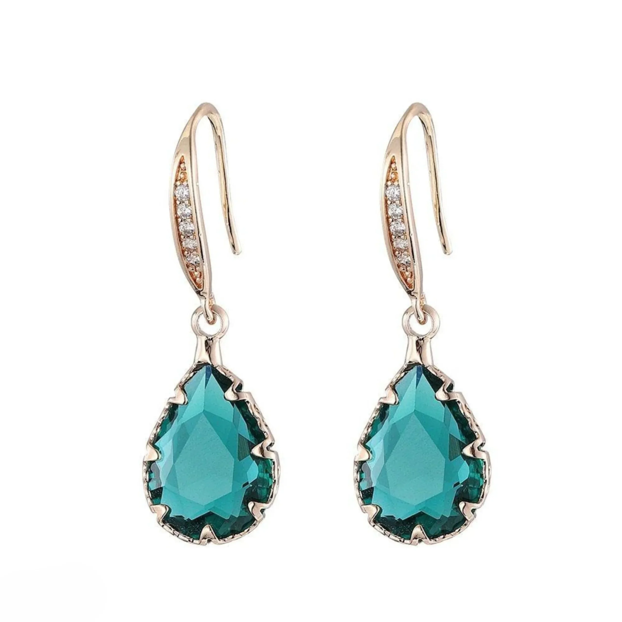 Tear Drop Earrings Elegant Tear Drop Earrings for Women – Gold Plated CZ Stone | Party & Formal Wear - Image 1
