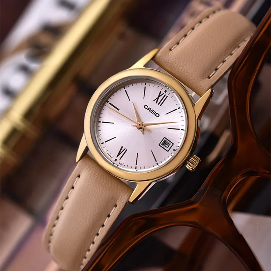 Women Leather Band Watch Casio LTP-V002GL-7B3 Women Leather Band Watch - Image 1