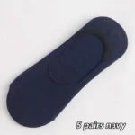 5-Pack Men's Cotton Invisible No-Show Socks - Non-Slip, Breathable - Image 7