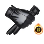 Men's Genuine Leather Touch Screen Winter Gloves - Warm Plus Velvet Lining, Driving/Cycling, Adjustable Cuff - Image 7