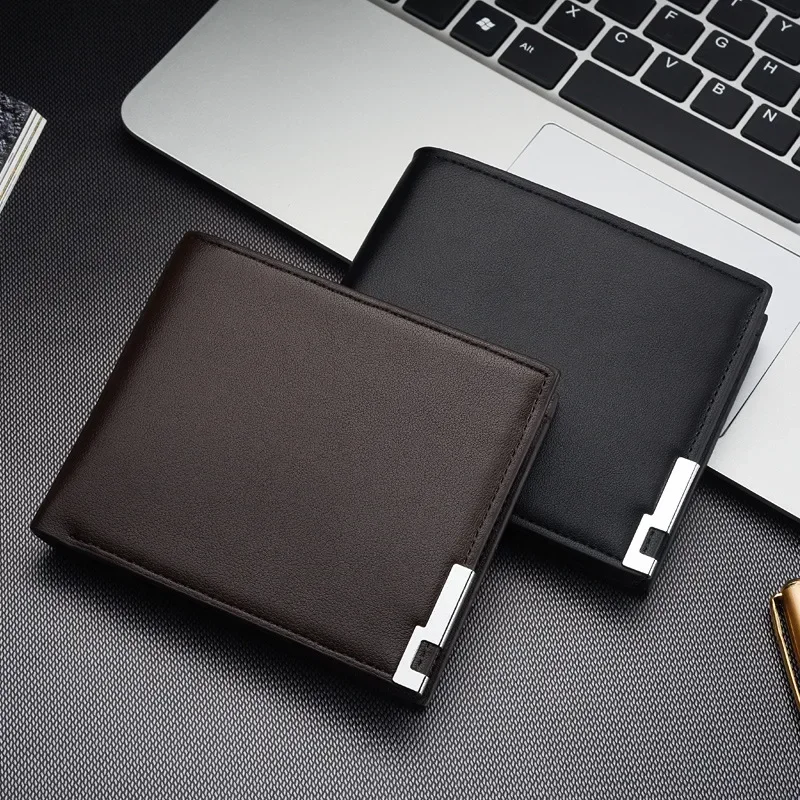 Business Wallet Men's Short Business Wallet - Multi-Card Slot, PU Leather, Iron Edge - Image 1