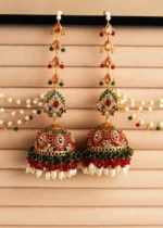 Heavy Bridal Gold Plated Jhumka Earrings with Pearls