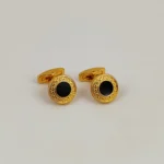 Gold & Black Round Cufflinks for Men – Luxury Formal Shirt Accessories