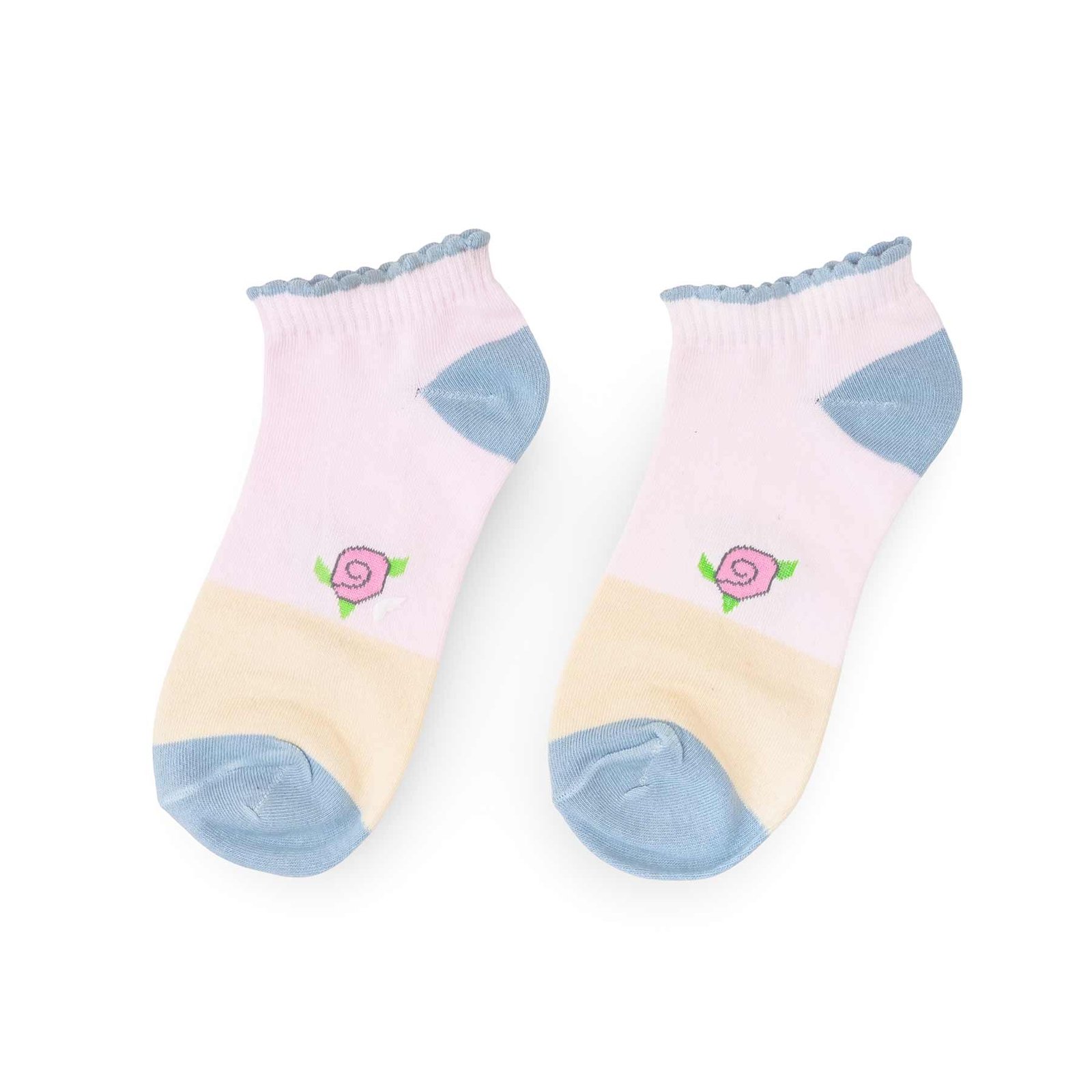 Floral Ankle Socks Ruffled Floral Ankle Socks for Women | Cute Low Cut Cotton Design - Image 1