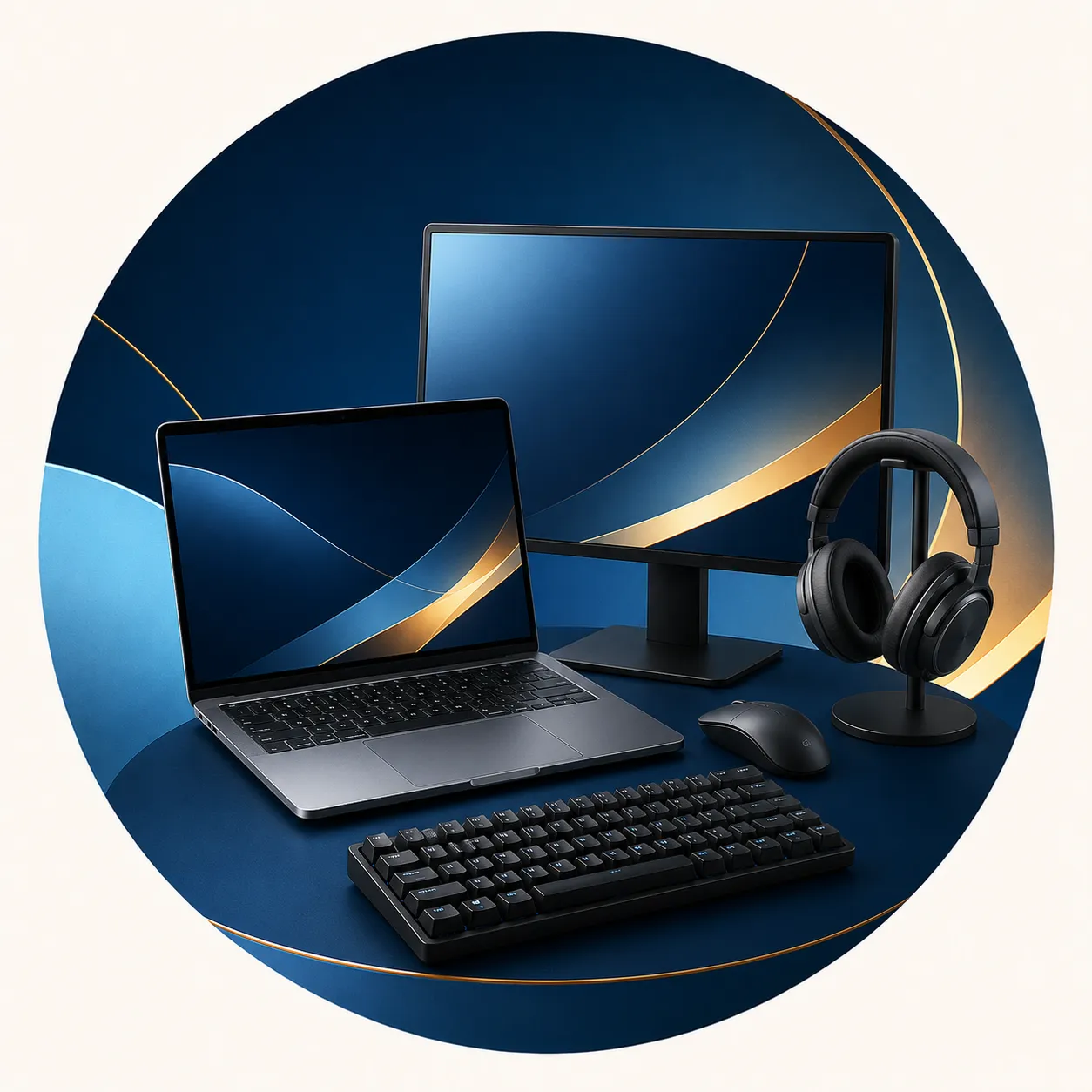 Laptops and computers with technology accessories
